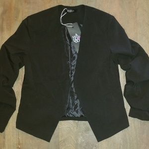 [Haoduoyi] Black Open Front Blazer